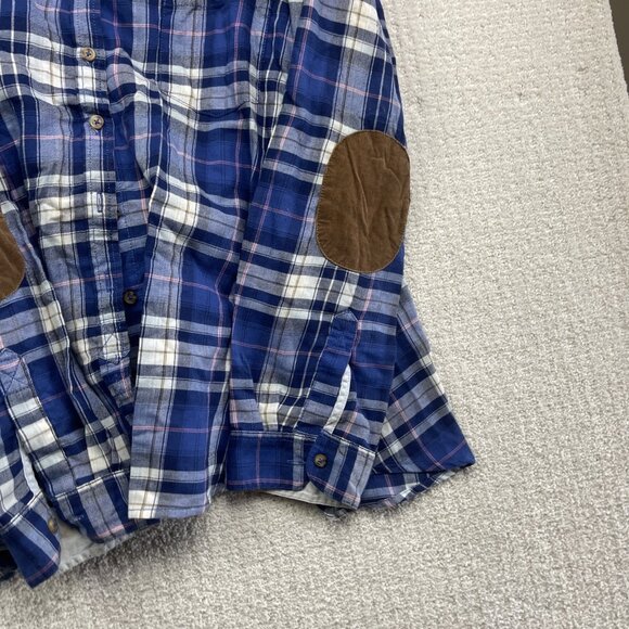 Lot x2 Blue Crush Plus Lumberjack Camp Flannel Plaid Button Up 3X Elbow Patch - Picture 4 of 12